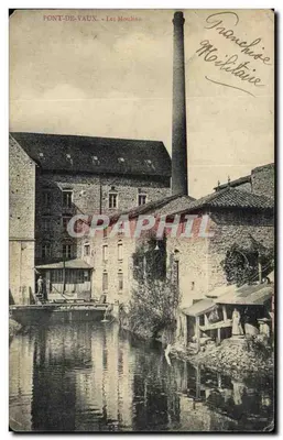 Bilhete postal antigo Pont De Vaux Les moulins