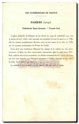 Pamiers (Ariège) — Katedra św. Antonina (Façada Południowa) — Kolekcja Paulfauberge, 6. seria — Rewers