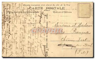 Reims — Wewnętrzne wnętrze katedry po bombardowaniach — Wydawnictwo OR. Ch. Breton, Matourges — Rewers