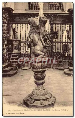 Interior da Igreja do MOUTIER-d'AHUN — O Lutrin (século XVII) — A. de Nussac, editor, Guéret