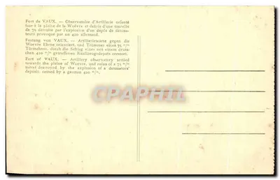 Fort de VAUX — Observatório de Artilharia e destroços de uma torre de 75 destruída pela explosão de um depósito de detonadores — Verso