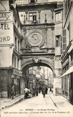 Rouen — A Grande Relógio e a Fonte — Editor Anônimo, n° 112