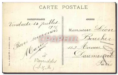 Duitse schans in Varedes (S.-et-M.) — na de slag bij de Marne — Visé Parijs 328 — Achterkant
