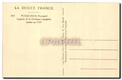 Puigcerdà (Espanha) — Capital da Cerdagne espanhola — Éditions d'Art Yvon, Paris — Verso