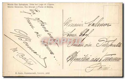 Monte San Salvatore — Widok na jezioro Lugano — E. Getz, Kunstanstalt, Luksemburg, nr 4658 — Rewers