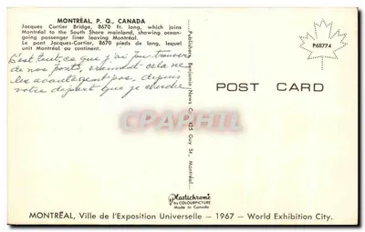 Ponte Jacques-Cartier — Montreal — editor Plastichromé — Verso