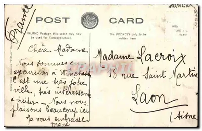 Bilhete postal antigo Westgate Winchester — Verso