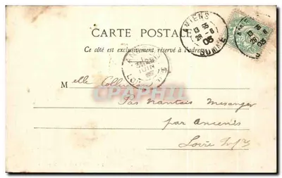 Amiens - Katedra, widok z lotu — L. Caron, fot. i wyd. Amiens, nr 125 — Rewers