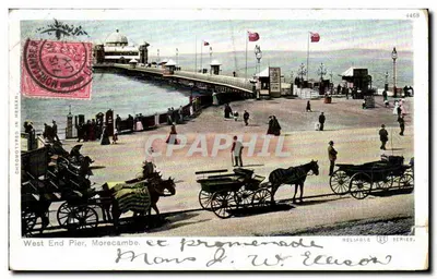 Bilhete postal antigo West End Pier Morecambe