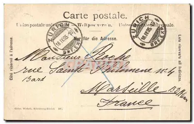 Zurych — Grossmünster, Helmhaus i most wodny — Salutation Panzetta n°12764 — Rewers