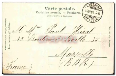 Lausanne — Sąd Krajowy i Pomnik Guill. Tell — wydawca E. 17478 — Rewers