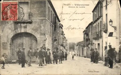 Bilhete postal antigo Herault Villeveyrac Avenue de Lodeve