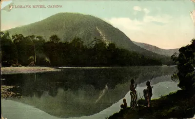 Mulgrave River, Cairns — widok rzeki i góry — pocztówka