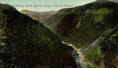 Stara pocztówka Patrz w dół na Barron Gorge Cairns Railway Australie