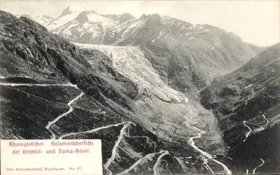 Gelo do Rio Rhône. Vista superior da rota Grimsel e Turka — Chr. Brennenstuhl, Meyrinkingen, No. 87