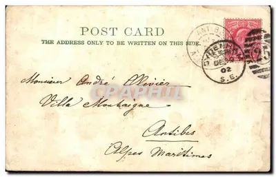 Stara pocztówka Dulwich College Londyn — Rewers