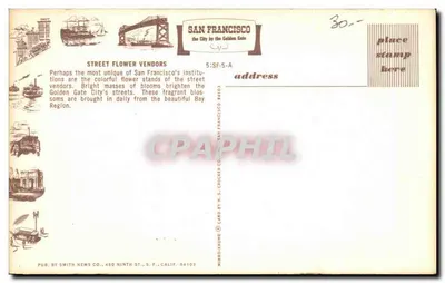 Sprzedawca kwiatów na ulicy — San Francisco — wydawca Smith News Co. — Rewers