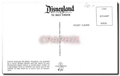 Disneyland — Stacja Santa Fe i mały pociąg — Walt Disney Productions — Rewers