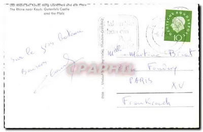 O Reno perto de Kaub — Castelo de Gutenfels e a Palatina — Umlauf-Verlag, Münden — Verso
