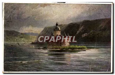 La Pfahlburg de Rhaunen — château sur pilotis au bord du Rhin — éditeur : Postkarte
