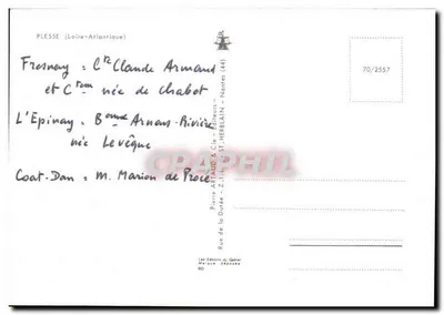 Plessé — Panoramablick mit Schlössern und Kirche — Verlag Pierre Artaud & Cie, Nr. 70/2557 — Rückseite