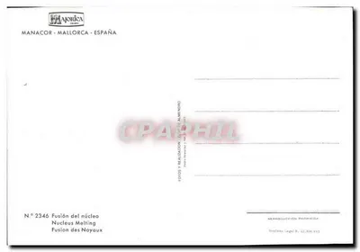 Fábrica têxtil — operários à máquina — Majorica, Manacor, Espanha — Verso