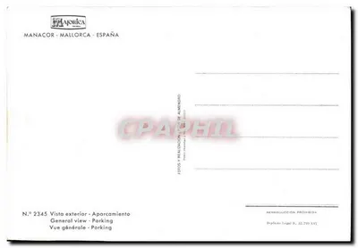 Manacor - Estacionamento — PERLAS MAJORICA HEUSCH — editor PERLAS MAJORICA, n.º 2345 — Verso