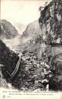 Ligne du Sempione — Presso Iselle — Conduite d'eau pour les travaux de la galerie hélicoïdale — n° 3042