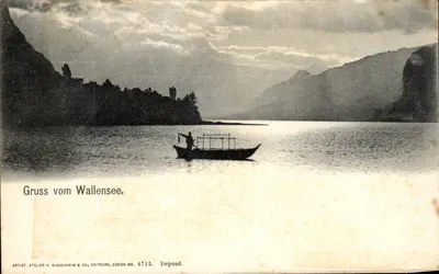 Wallensee — lac entouré de montagnes — Atelier H. Guggenheim & Co., Zürich, n° 4715