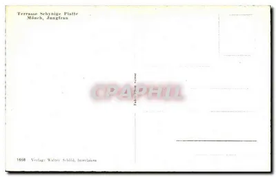 Terrasse Schynige Platte — Mönch, Jungfrau — Verlag Walter Schild, Interlaken, n° 1658 — Verso