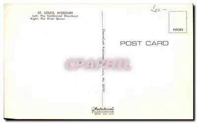 St. Louis — Riverboats Goldenrod Show Boat e River Queen — CharmCraft Publisher — Verso
