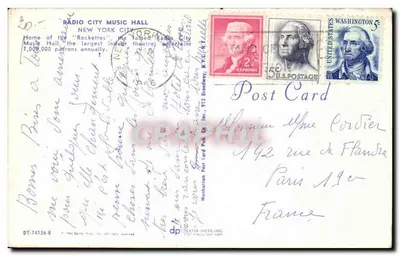 Radio City Music Hall — New York City — DEXTER PRESS, INC. n° DT-74156-B — Verso
