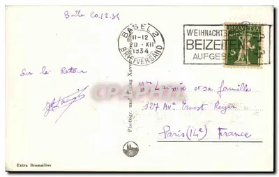 Basel — Les trois ponts du Rhin — Extra Bromsilber, n° 506a — Verso