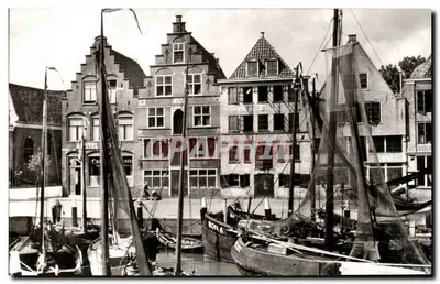 Hoorn, Veermanskade — vista do porto com barcos — Uitgeve V.V.V. n°50118