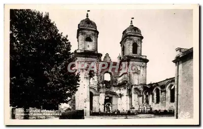 Abadia Saint-Jean d'Angély — Igreja abbatial destruída — Bilhete postal antigo Paris