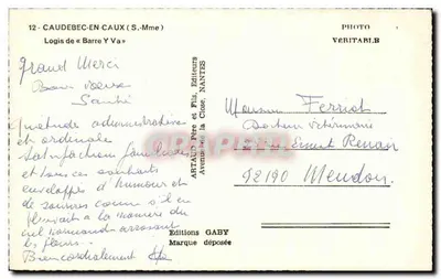 Caudebec-en-Caux — Logis de « Barre Y Va » — Wydawnictwo Gaby — Rewers