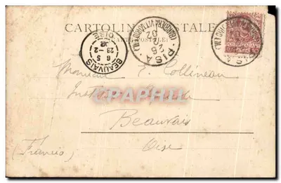 Bilhete postal antigo Batistério de Pisa — Verso
