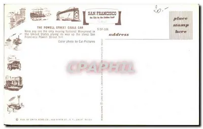 San Francisco — Ulica Powell, kabel-kar — Smith News Co. nr 5-SF-106 — Rewers