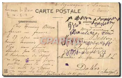 पुराना पोस्टकार्ड ले टार्न लाकॉन लेस बेंस पेयरो प्लांटाडो ला पियर प्लांटी — पीछे