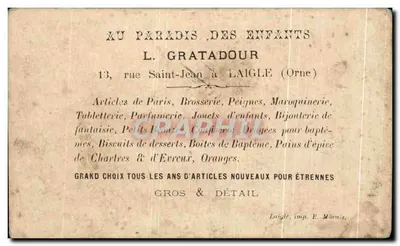 Enfant dormant dans une fleur de lys — éditeur L. G. GRATADOUR (Officier) — n° de série 2 visible — Verso