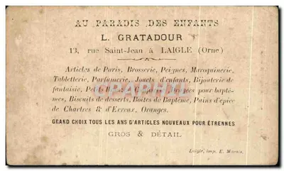Chromo Au Paradis des enfants Saint Jean a Laigle orne Gratadour — Rewers