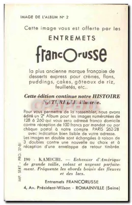 Kamichi — Ave americana — Entremets Francoruisse, n°190 — Verso