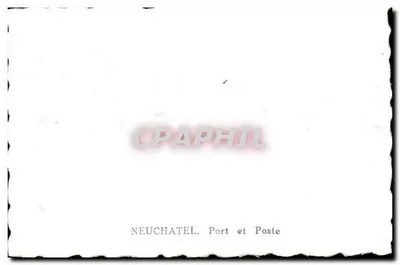 Port Neuchâtel — widok portu z łodziami i monumentalnym budynkiem — wydawca NEUCHATEL. Port i Posta — Rewers