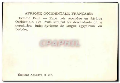 Kobieta Peul — Afryka Zachodnia Francuska — Wydawnictwo Arlatte i Cie — Rewers