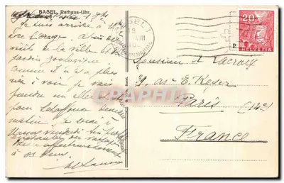 Relógio do Rathaus em Basileia — renovação em 1791 — editor não identificado — Verso