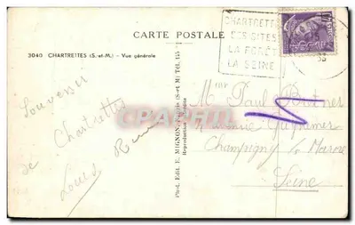 Chartrettes (S.-et-M.) — Vista geral — Ed. E. Mignon, n° 3040 — Verso