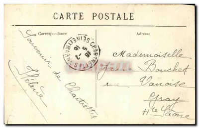 Chartrettes (S.-&-M.) — Escola das Meninas — Edição Thome, Receveur-Buralliste — Verso