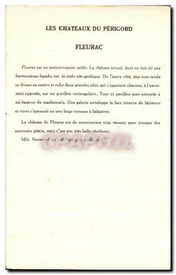 Zamek Périgord — Fleurac — Zbiór Soliution Pauauberge, 10. seria — Rewers