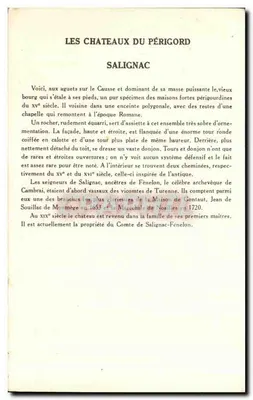 Zamek Salignac — Zamek Périgordu — 10. seria, wydawnictwo Pauvauherre — Rewers
