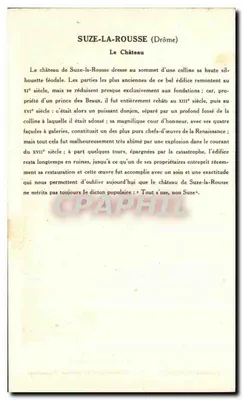 Zamek w Suze-la-Rousse — Drôme — Kolekcja Solution Paratamhorge, 5. seria — Rewers